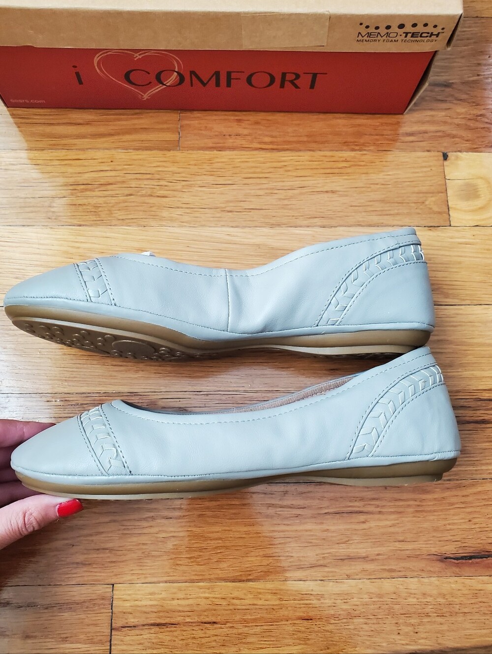 Women's Light Gray Slip-On Ballet Flats - Picture 8 of 11